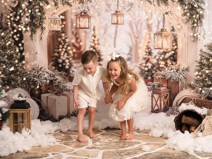 Kate Christmas Arch Door Backdrops Winter White Snow Land Photo Background Party Supplies Stduio Props, 10x10ft - Image 3