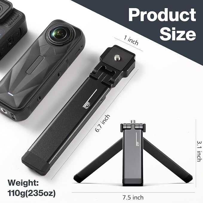Magnetic Mini Tripod Mount for Insta360 Luna Ultra X6 X5, DJI Pocket 4 3 | Action 6 5 Pro Metal Tripod Stand, Flexible Desktop Stand for GoPro Accessories, Selfie Stick Handle Grip with 1/4 Thread - Image 9