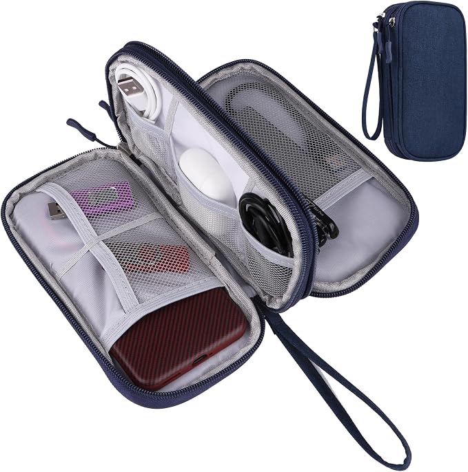 JIAKAI Travel Cable Organizer Electronics Accessories Bag for Charger, Phone, memory card,Travel Gadget Bag-Blue by JIAKAI