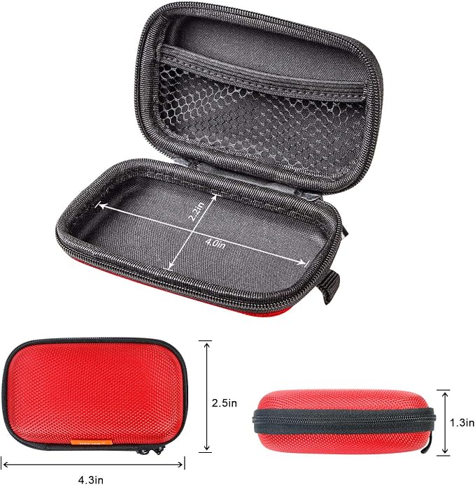 Red Rectangle Small EVA Case, Lightweight Hard Shell Zipper Pouch | Universal Protection Bag for Earbud, Headset, Charger, Airpods, iPod, USB Cable, MP3, Key, Change - Image 4