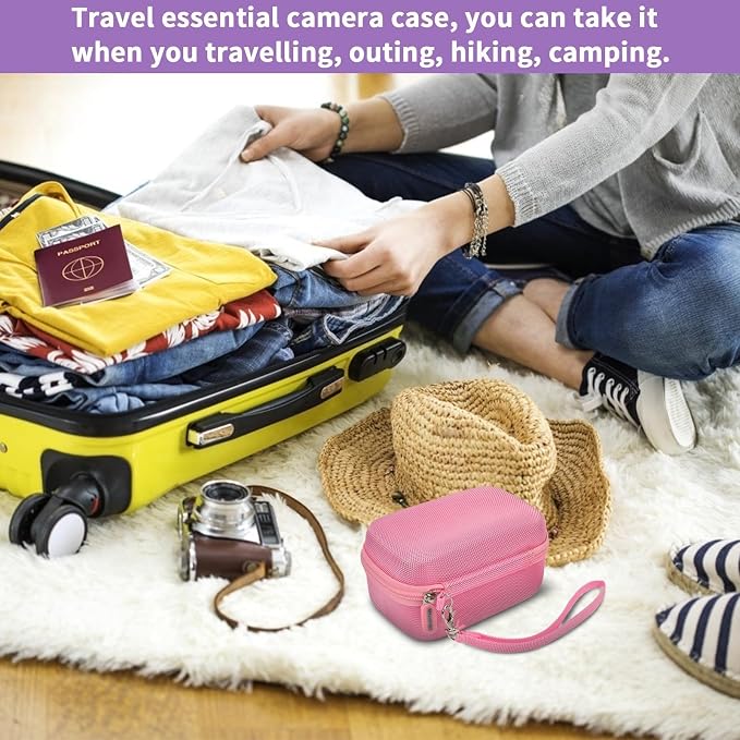 Digital Camera Case for Travel & Cruises, Case Only, Pink | Fits Cameras up to 5.1 x 2.9 x 1.8", Mesh Pocket for SD Cards, Battery and Cable, Compact Size for Backpack and Daily Carry - Image 7