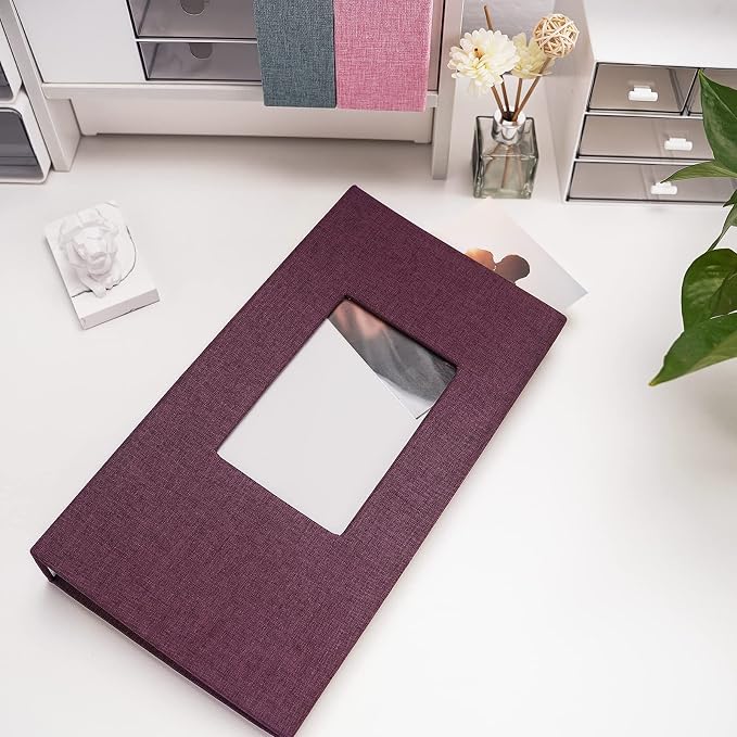 Vienrose 4x6 Photo Album,420 Pockets,Linen Cover with Window,Purple | Linen Hardcover, Slip In Photo Book, Family Memory Album, Travel Keepsake - Image 2