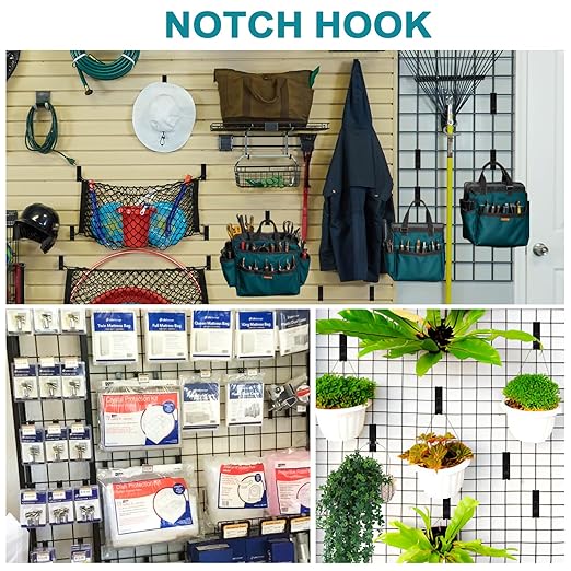 20 Pcs Grid Hooks for Wall, Metal Gridwall Picture Hooks for Display Panels | Gridwall Shelf Accessories Hanger Hooks, Slat Notch Hooks for Art, Clothes, Painting, Photography, Canvas Display Black - Image 5