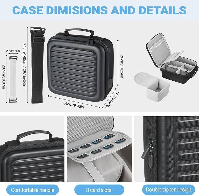 Camera Case Compatible with Canon EOS Rebel T7/R50/R6 Mark II/R100/R50 V/T6/R8/R10/R5 Mark II/RP/R7/5D Mark IV/SL3/R5/T100 DSLR SLR Camera, Lens and Tripod with Moveable Dividers and Shoulder Strap - Image 5