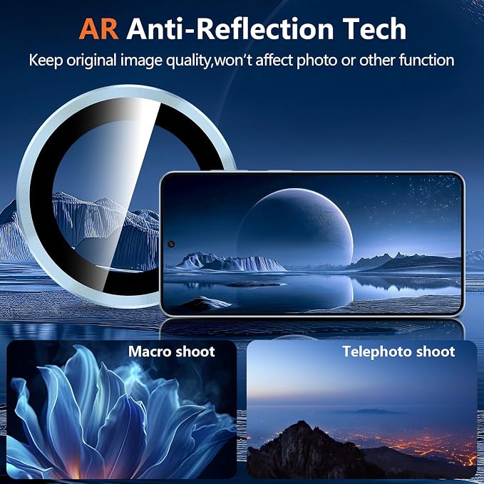 for Samsung Galaxy S26 Plus Camera Lens Protector, Individual Metal Ring Tempered Glass Lens Cover, [Strong Adsorption] Scratch Resistant Ultra-Thin HD Clear Lens Cover, 1 Set-Blue Ring - Image 3
