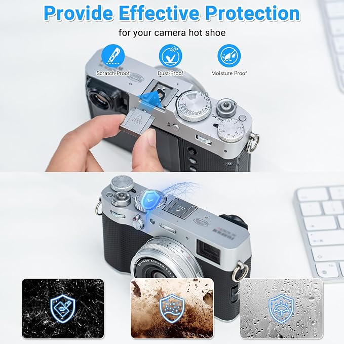 Camera Hot Shoe Cover for Fujifilm XT30III XM5 X100VI X100V XE4 XS20-Silver | Camera Hotshoe Protector Cap,for Fujifilm X Half XT5 XT4 XT3 XT2 GFX 100RF 50S II XH2 XH2S XT30II XT20 XT10 XS10 X100F X100T - Image 3