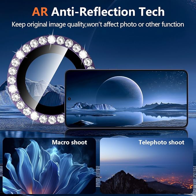 for Samsung Galaxy S26 Plus Camera Lens Protector, Individual Metal Ring Tempered Glass Lens Cover, [Strong Adsorption] Scratch Resistant Ultra-Thin HD Clear Lens Cover, 1 Set-Violet Diamond - Image 3