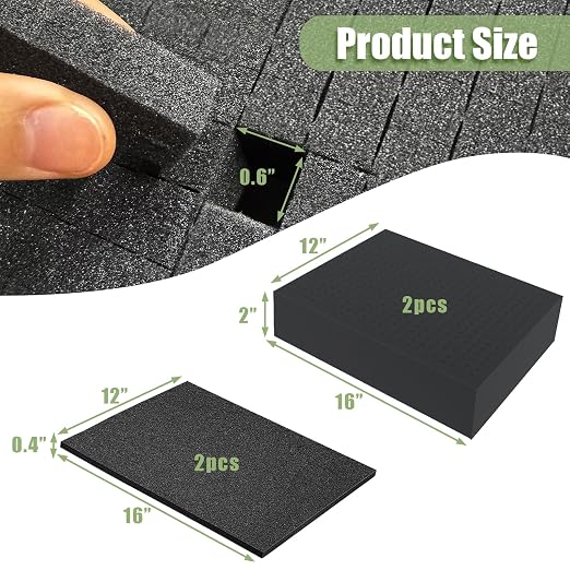LAFENLIN Pick & Pluck Foam 4-Pack for Gun Cases, 16x12x2" & 0.4" Sheets | High-density closed-cell polyethylene, pre-scored for easy customization.Protects firearms, electronics, tools & collectibles - Image 2
