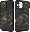 for iPhone 16 Plus Case - Women Cute Phone Cover Girly Pretty Fancy Unique Aesthetic Design Slide Camera Cover Protective Case for Apple for iPhone 16 Plus,Sun and Moon by Goocrux