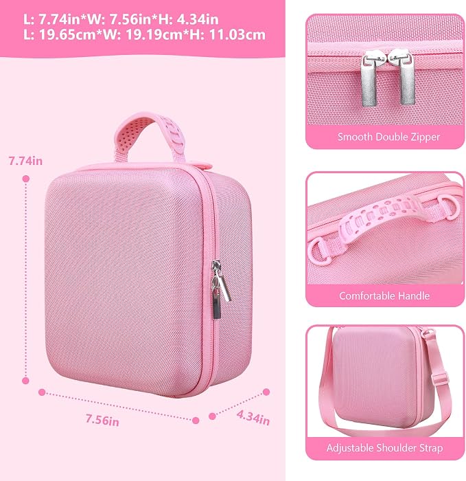 Carrying Case for Sony Alpha ZV-E10/ ZV-E10 II/ZV-E1/ a6400/ a6700/ a6100/ a6000/ a6500/ a6600 Digital Camera, Vlog Camera Kit Storage Holder Fits Tripod, Lens, LED Video Light, Battery, Pink - Image 4