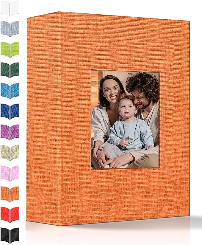 Artfeel Photo Album 4x6 with 100 Pockets,Slip-in Picture Albums,Linen Cover Memory Book with Front Window,White Page Vertical Photo Book for Wedding,Family,Anniversare,Baby,Vacation by Artfeel