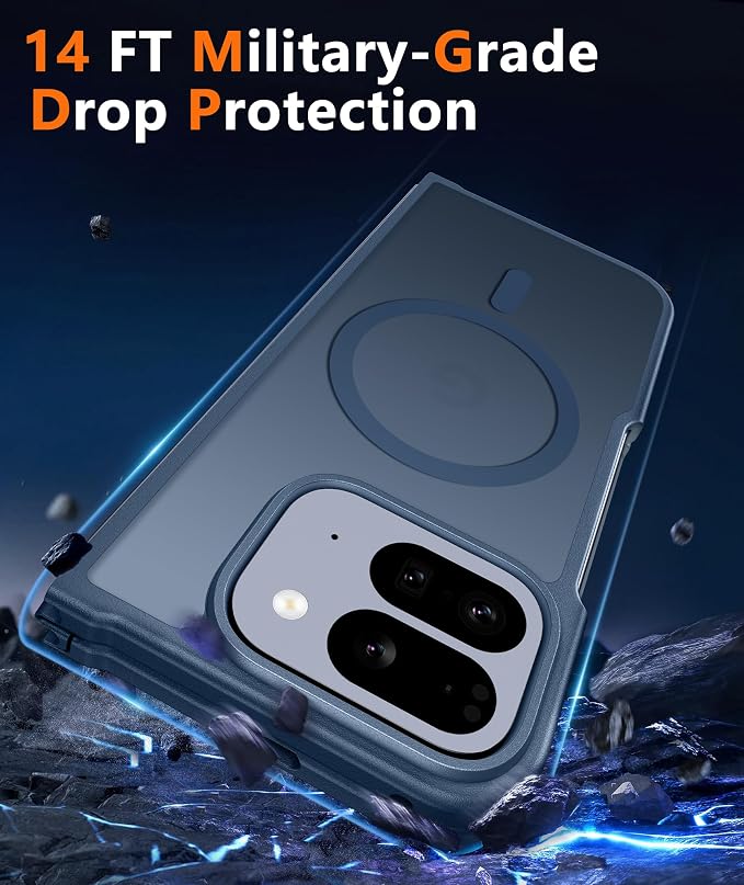 FNTCASE for Google Pixel 10 Pro Fold Case, Fit for Magsafe, Translucent | Matte Back, Strong Magnetic Charging, Slim, Tough, 14FT Military Grade Drop-proof, Anti Slip, Anti Fingerprint, Blue - Image 4
