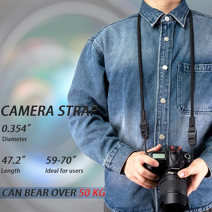VKO Camera Strap Rope Quick Release Neck Shoulder Straps for Photographers | Film SLR DSLR Cameras Vintage Cute QD Nylon Adjustable - Image 2