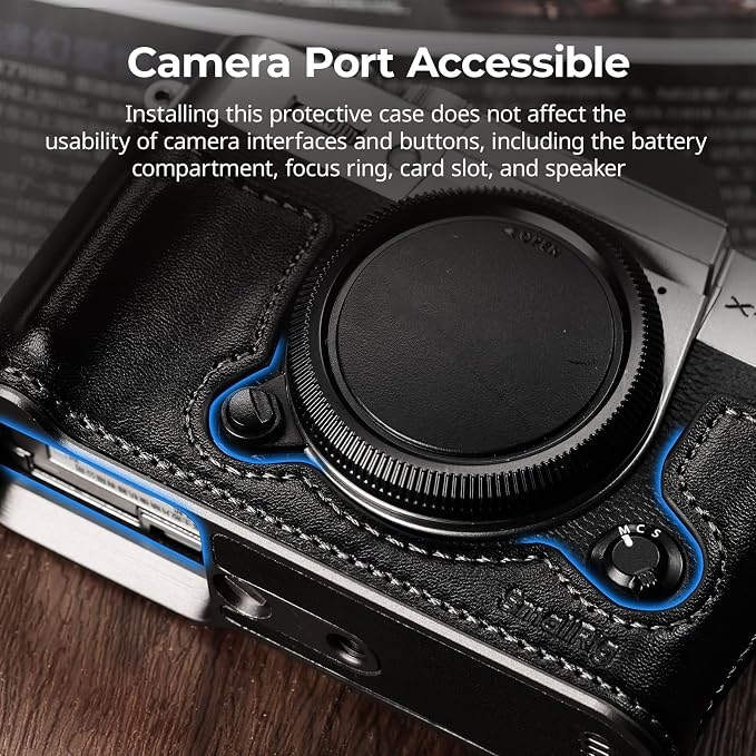 SMALLRIG Leather Case with Shoulder Strap for FUJIFILM X-T30 III/X-T30 II | Retro Style Camera Half Case with Aluminum Frame & Shutter Button Cap (Black) - Image 7