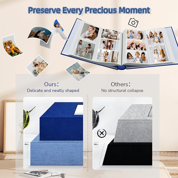 popotop Photo Album 4x6-600 Photos Photo Books with 600 Horizontal and Vertical Pockets,Linen Cover Albums for Family Wedding Anniversary Baby Vacation Pictures - Image 5