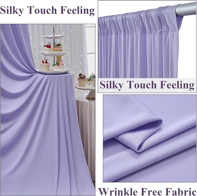 30ft x 10ft Wrinkle Free Lavender Backdrop Curtains for Parties, Light Purple Photo Backdrop Drapes 6 Panels for Wedding Girls Birthday Photography Party Background Baby Shower - Image 2