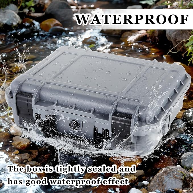 Relaxweex 1 Pcs Waterproof Hard Case with DIY Customizable Foam Insert Portable Protective Case with Knife for Camera Drones Equipments Tools Test Instruments(Gray,8.5 x 6.5 x 3.7 Inch) - Image 6