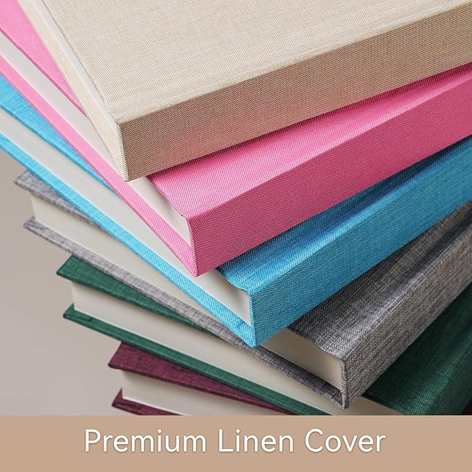 Instax Mini Photo Album with Writing Space, Linen Cover, Grey | Compatible with 2x3 inch & Polaroid Pictures, 28 Recessed Clear Pockets, Wedding Guest Book and Family Memories - Image 6