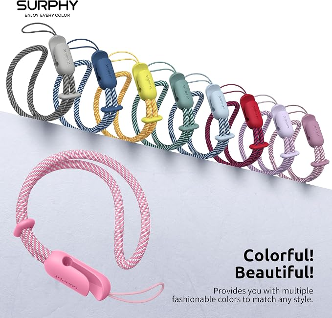 SURPHY 2 Pack Phone Lanyard, Phone Wrist Strap for Case, Camera Wrist Strap | Ultra-Light 2-Color Braided Phone Strap, Cellphone Charm Strap, Anti-Lost Wrist Lanyard for Women and Men, Rose Pink Gray - Image 7