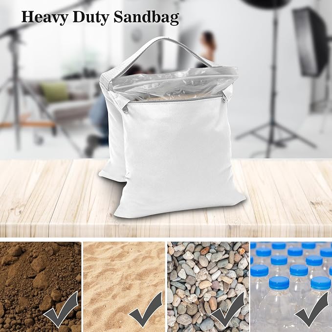 4-Pack White Sandbag Weight Bag for Light Stand Photography Video Equipment | Heavy Duty Saddlebags for Backdrop Stand, Photo Tripod, Canopy, Pop up Tent, Umbrella Base, Fishing Chair, Picnic Table - Image 2