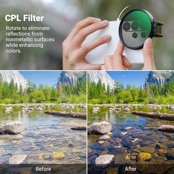 NEEWER 67mm Phone CPL Filter with Cold Shoe Clip, HD Circular Polarizer Lens Filter Accessories with Adjustable Polarization, Compatible with Android Samsung S26 Ultra iPhone 17 Pro Max & More, FL-113 - Image 2