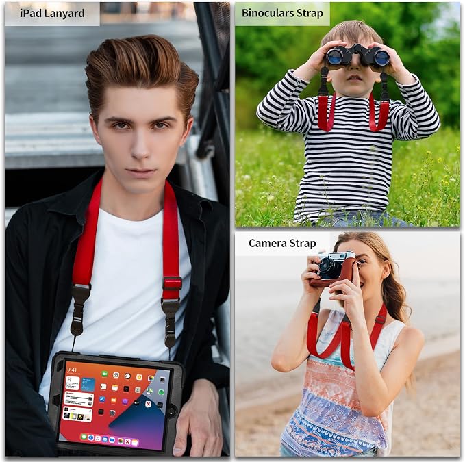 FIEIL Adjustable Shoulder Strap, Nylon Camera Strap, Comfortable Neck Strap for iPad, Cellphone Tablet, Camera, Laptop, Binocular, Luggage Bag (Red Universal Lanyard) - Image 3
