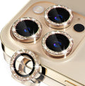 Misea Compatible for iPhone 14 Pro/iPhone 14 Pro Max Camera Lens Protector | 9H Tempered Glass Ultra HD Bling Camera Screen Protector Cover Metal Individual Ring Decoration Accessories, Gold Glitter by Misea