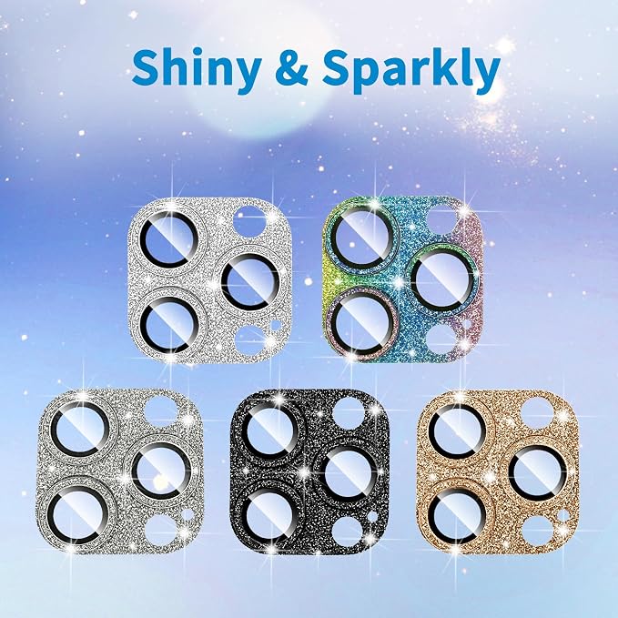Compatible with iPhone 16 Pro and 16 Pro Max Camera Lens Protector, Bling Sparkle Lens Cover 9H Tempered Glass Anti Scratch Shockproof Full Protective Camera Cover for Women Girls - Image 6