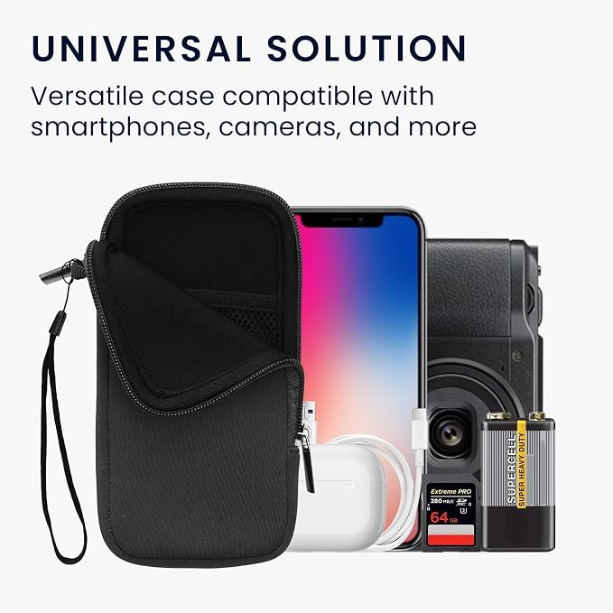 kwmobile Universal Phone Pouch Size XXL - 7" - Neoprene Smartphone Pouch with Zip - Water-Repellent Mobile Phone Case - Sleeve in Grey - Image 4
