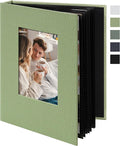 Small 4x6 Photo Album 24 Pockets Linen Cover Light Green | Linen Cover, Front Window, Portable Mini Picture Book, Travel Wedding Memories by Remowith