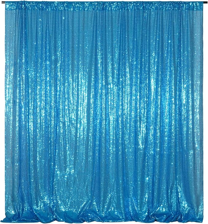 Poise3EHome 8FT x 10FT Sequin Photography Backdrop Curtain for Party Decoration, Turquoise by Poise3EHome