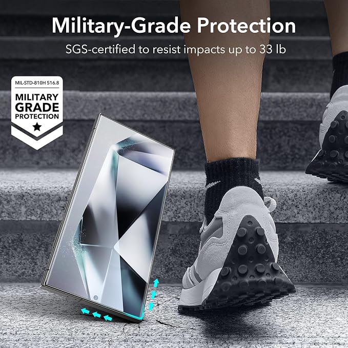 ESR 3+1 Pack for Samsung Galaxy S24 Ultra Screen Protector, Align Frame | Military Grade Shatterproof, 9H Tempered Glass, Full-Coverage Protection, Easy Installation Tool, with Camera Lens Protector - Image 6