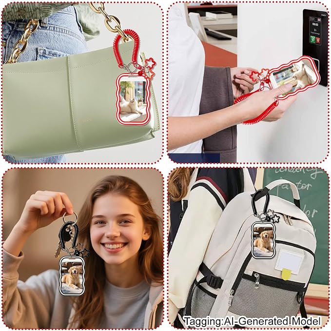 2 Pack Cute Photocard Holder Keychain,Kpop Photo Card Holder | Creative Photo Protector Keychain Accessories for Bus Card, Daily Display & Travel Decorations Gifts - Image 7