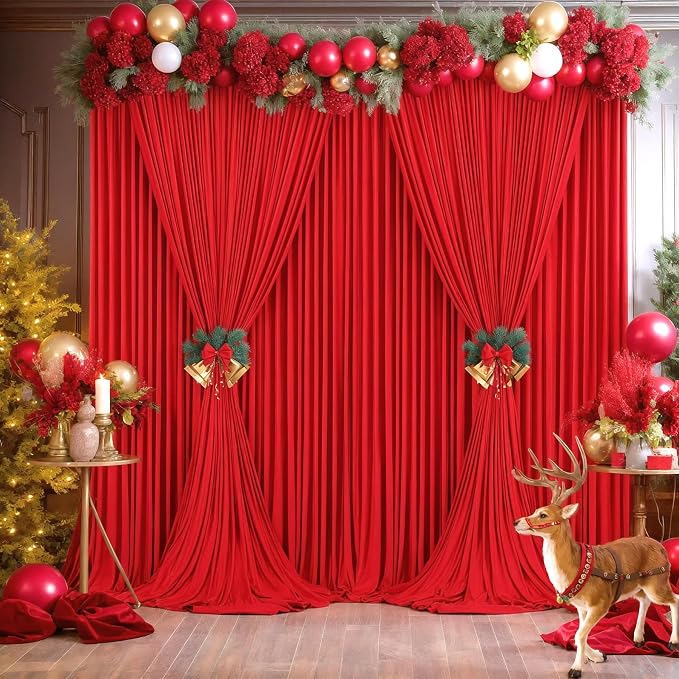 10x12 Red Backdrop Curtains for Wedding Party Wrinkle Free Backdrops Curtain Drapes Fabric Decorations Photo Back Drop Cloth for Baby Shower Photography Stage Reception 5ft x 12ft,2 Panels - Image 8