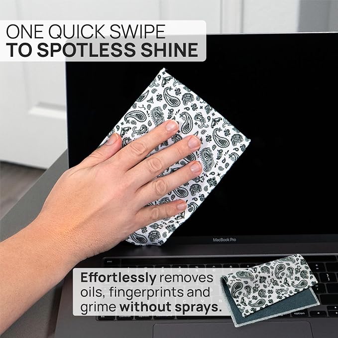 Microfiber Wholesale Quick Cloth Glasses Cleaning Cloths 5x7 Paisley White | 2-Pack with Case | Double-Sided Lens Cleaner for Eyeglasses, Camera & Screens | Reusable Microfiber Glass Polishing Cloths - Image 2