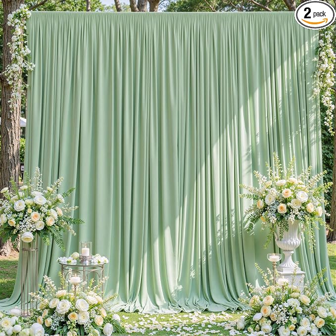 Sage Green Backdrop Curtain for Parties Wrinkle Free Dark Green Photo Curtains Backdrop Drapes Fabric Decoration for Baby Shower Birthday Party Photography 5ft x 7ft,2 Panels by Tao-GePartyDecorations