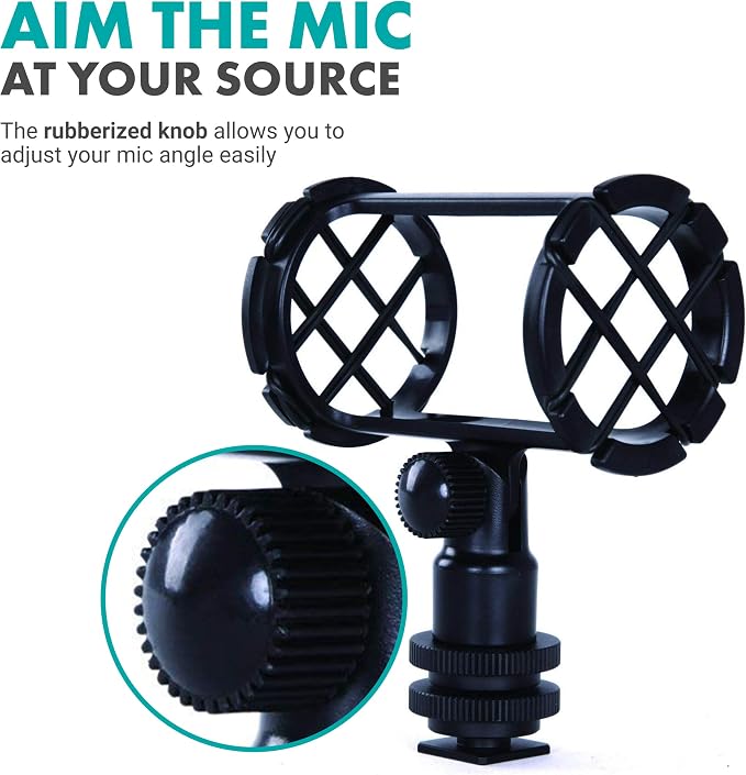 Movo SMM1 Microphone Shock Mount with Camera Cold Shoe for Shotgun Microphones 19-25mm in Diameter (Including Rode NTG-1, NTG-2, Sennheiser MKE-600) - Image 6