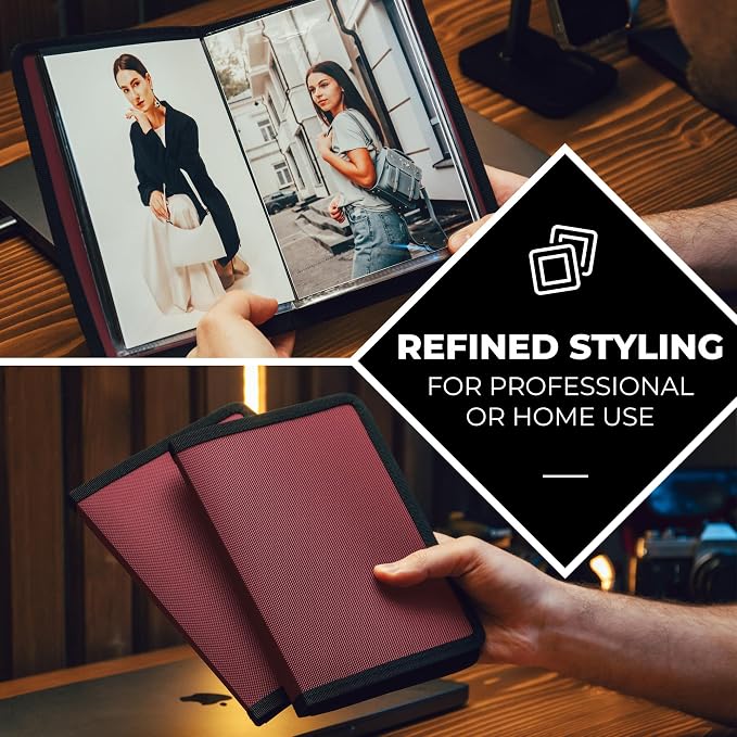 Dunwell 4x6 Photo Album & Art Portfolio Binder, 24 Clear Sleeves, Ruby | Displays 48 Pages, 24 Clear Sleeves, Black Mounting Paper, Organizer for 4x6 Photos - Image 4