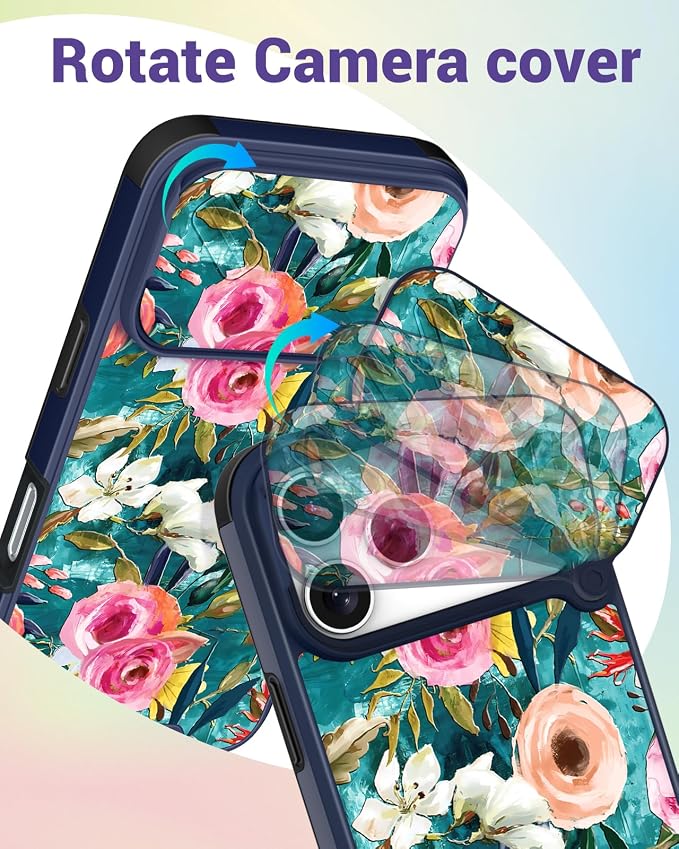 Buleens for iPhone 17 Pro Max Case 6.9 Inch - with Ring Stand & Camera Cover Aesthetic Cute Designed Women Girls Girly Pretty Flowers Kawaii Phone Case for iPhone 17 Pro Max Compatible with Magsafe - Image 3
