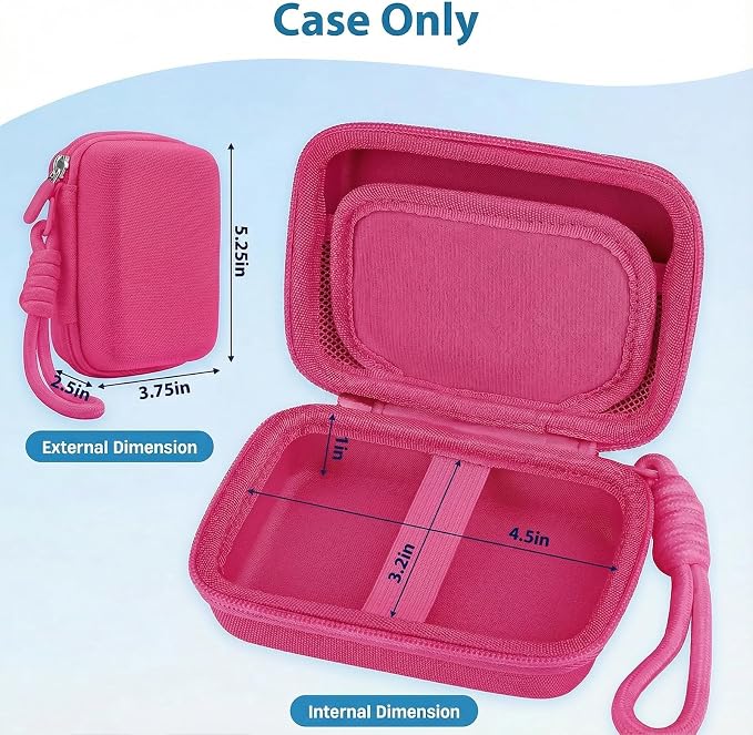 Digital Camera Case for CAMKORY/KODAK PIXPRO FZ45/FZ55/Canon IXUS 285 HS/AbergBest/Sony DSCW800/DSCW830 - Small Travel Compact Camera Holder with Mesh Pocket for SD Card & Accessories (Fuchsia) - Image 4
