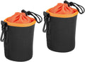 PATIKIL Camera Lens Bag, 2 Pcs 3.3" ID x 5.5" H Cylindrical Drawstring Lens Pouch with Thick Protective Neoprene, Lens Case for DSLR Camera Lens, Water Coffee Cups Black, Orange by PATIKIL