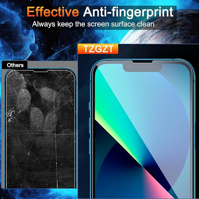 TZGZT 3 Pack Screen Protector for iPhone 13, Tempered Glass, Case Friendly | 9H+ Hardness, Military Grade Shatterproof, Anti-Scratch, HD, Easy Installation, Bubble Free, Include Camera Lens Protectors - Image 5