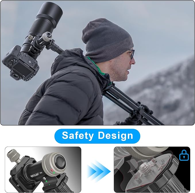 WEYLLAN PH3 MonoGimbal Head for Tripod Monopod, CNC All Metal Side Saddle Gimbal Tilt Head with Arca Swiss Quick Release Plate, Compatible with Camera, Telephoto Lenses, Max Load 22lbs/10kg - Image 4
