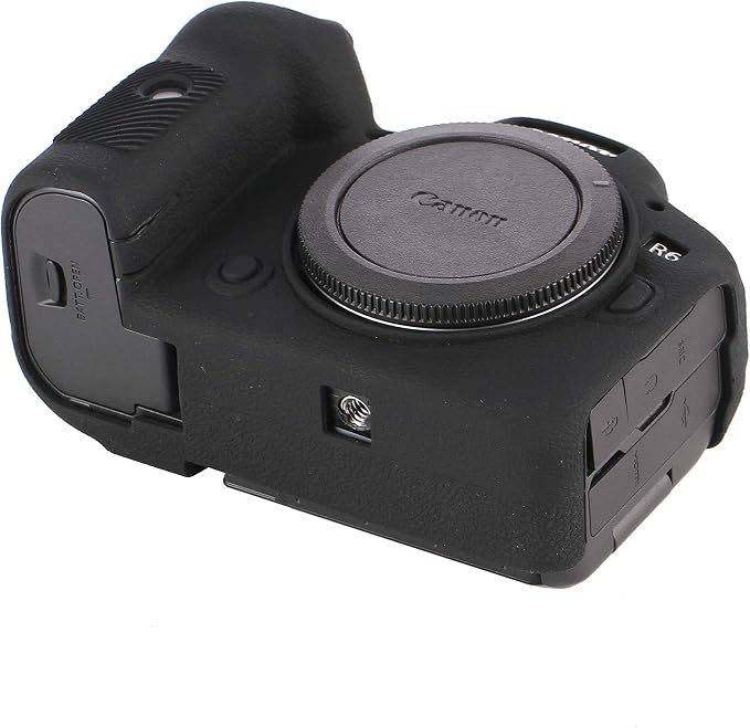 Camera Case for Canon R6 R6II - Silicone Protective DSLR Skin Cover, Detachable Cage, Shockproof, Dustproof (Black) - Image 9
