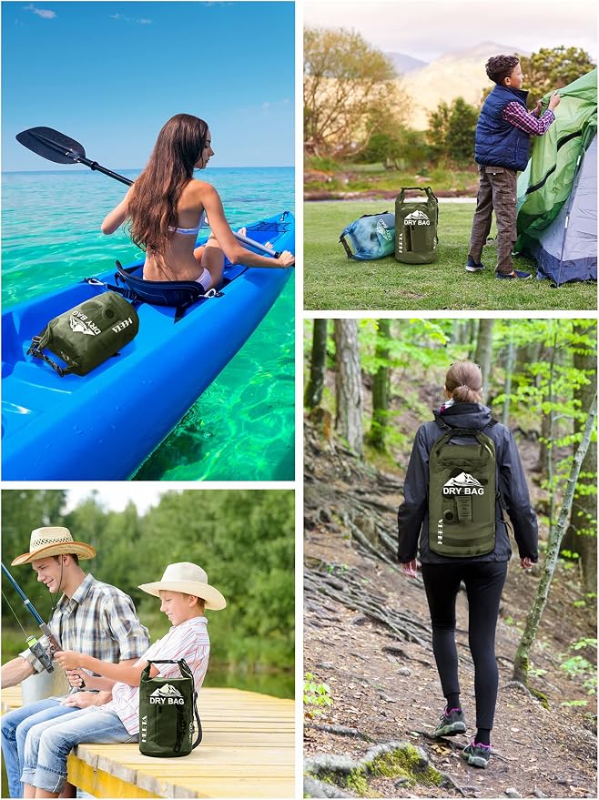 HEETA Dry Bag Waterproof Backpack with Phone Case 5L/10L/20L/30L/40L | Roll Top Lightweight Dry Storage Bag for Women Men, Travel Boating Kayaking Paddle Board Camping Beach Essentials Accessories - Image 6