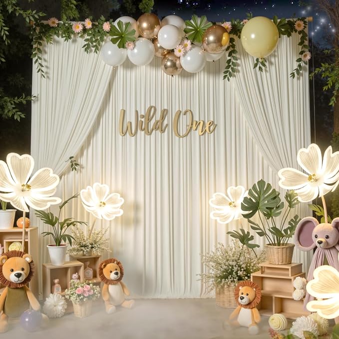 30 ft x 10 ft Wrinkle Free Beige Backdrop Curtain for Parties, 6 Panels 10ft Polyester Beige Photo Backdrop Drapes for Graduation Birthday Wedding Party Stage Curtains - Image 5
