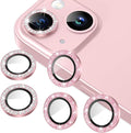 AGVEE 3+3 6 Pack for iPhone 15/15 Plus Camera Lens Protector Cover | Individual Bling Diamond & Bling Glitter Sparkle Cute Gem Metal Ring, 9H Tempered HD Glass by AGVEE