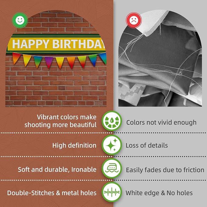 7x5ft Backdrop for Birthday Party Decorations | Large Red Brick Wall Photography Background - High-Definition Elmo Theme Banner for Cake Table Decor, Photo Studio Props - Image 3