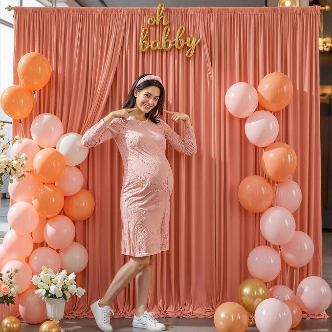 10x10 Rust Backdrop Curtain for Parties Wedding Wrinkle Free Red Photo Curtains Backdrop Drapes Fabric Decoration for Birthday Party Baby Shower Christmas 5ft x 10ft,2 Panels - Image 5