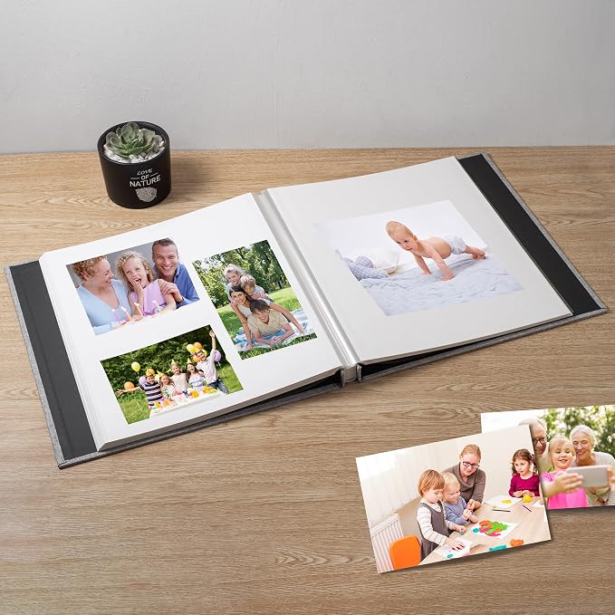 Large Photo Album Self Adhesive Scrapbook Album for 4×6 8×10 Pictures DIY Magnetic Linen Cover Album 60 Pages for Family Wedding Gifts with Metal Pen and Plastic Board - Image 3